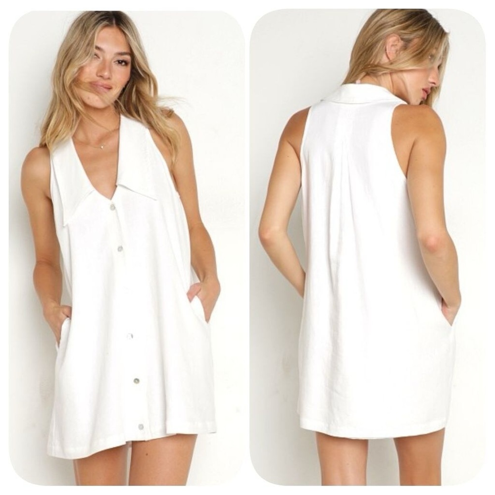 Show Me Your MuMu White Lined Beach Dress